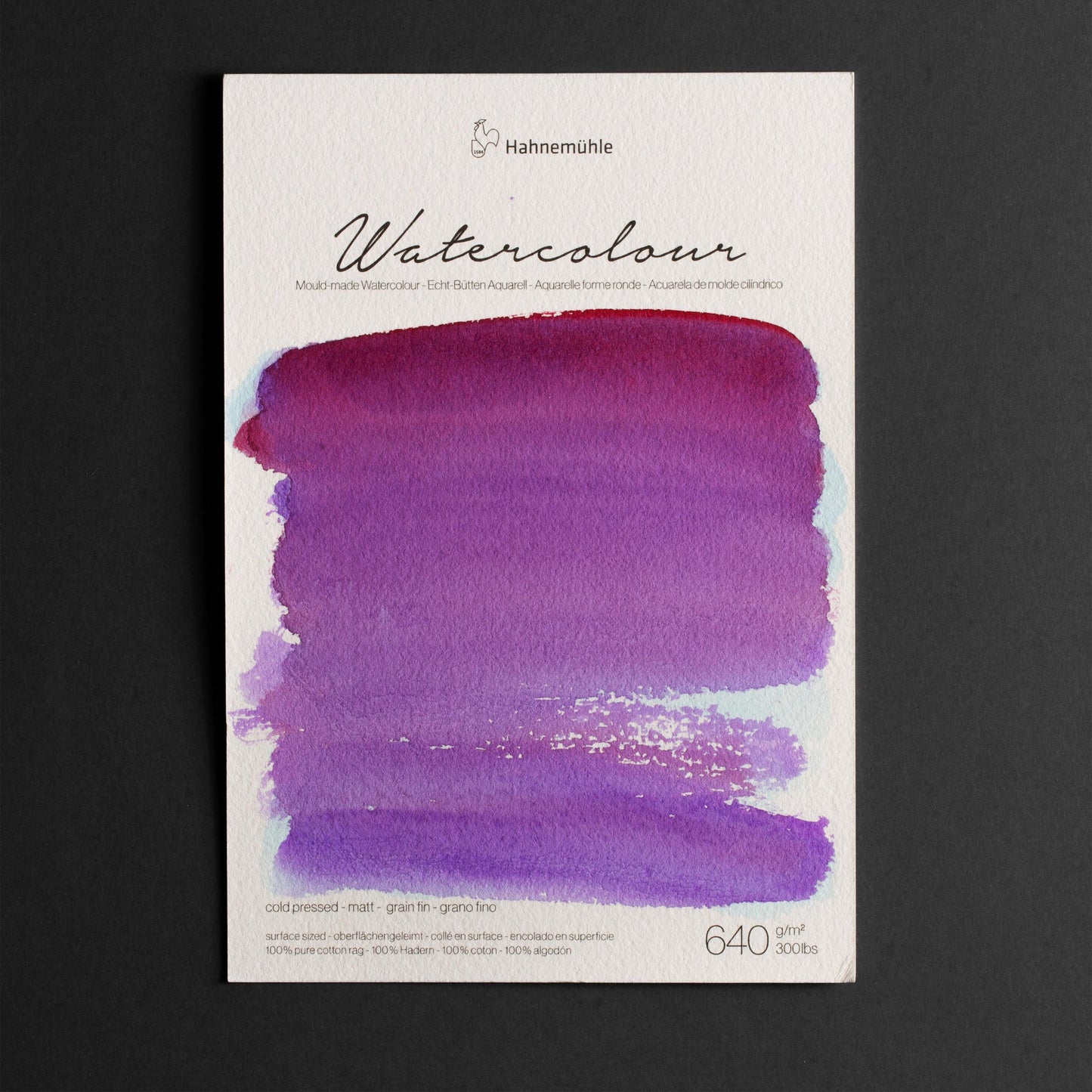 BLOCK ACUARELA 640 g/m² GRANO FINO 24×32 ‘The Collection Watercolour’ HAHNEMÜHLE – 100% Algodón