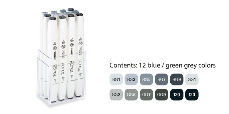 TOUCH TWIN X 12 BRUSH MARKER SET [blue/green]