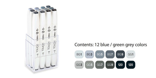 TOUCH TWIN X 12 BRUSH MARKER SET [blue/green]